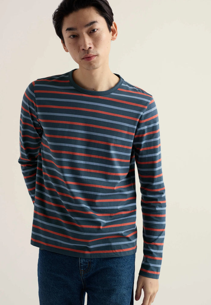 Seasalt Men's Sailor Shirt in Duet Breton Sea Storm Dust Copper