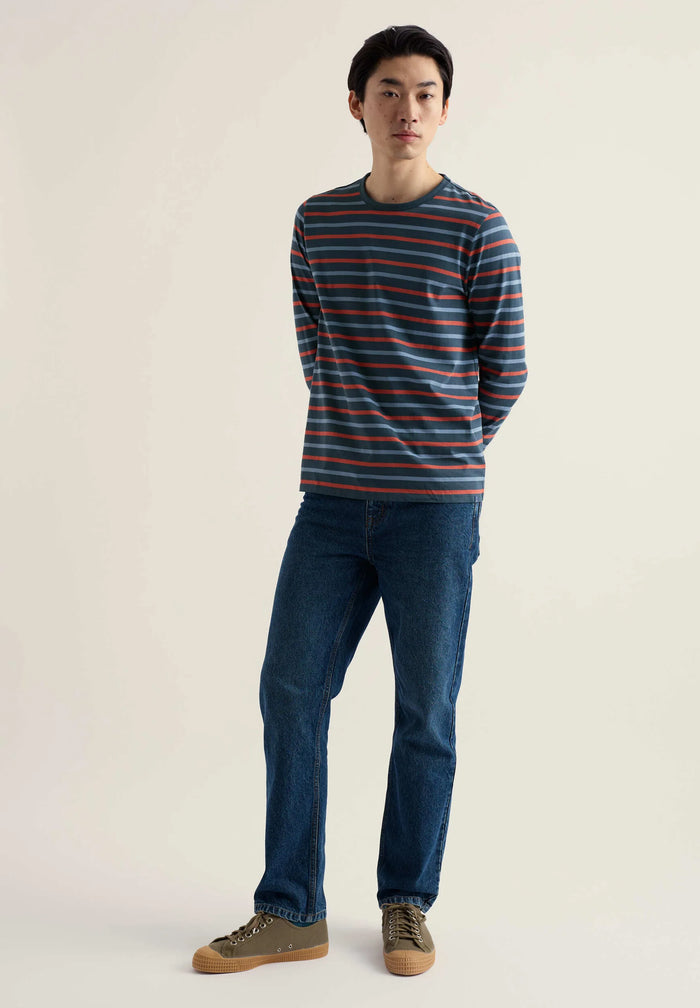 Seasalt Men's Sailor Shirt in Duet Breton Sea Storm Dust Copper