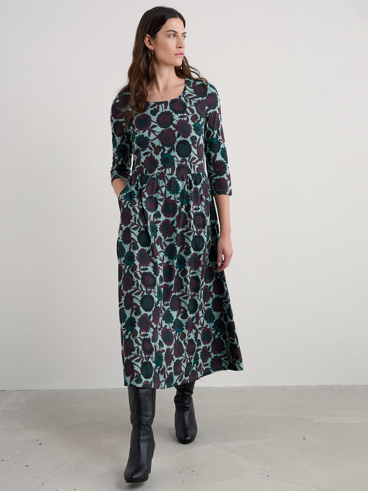 Seasalt Emily Dress in Figurative Floral Sardine