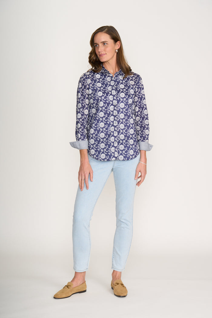 Foil All Class Shirt in Navy Stitch 7428