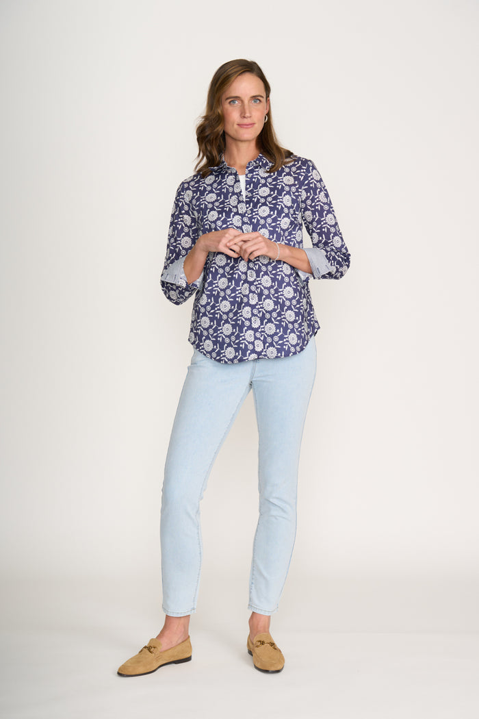 Foil All Class Shirt in Navy Stitch 7428