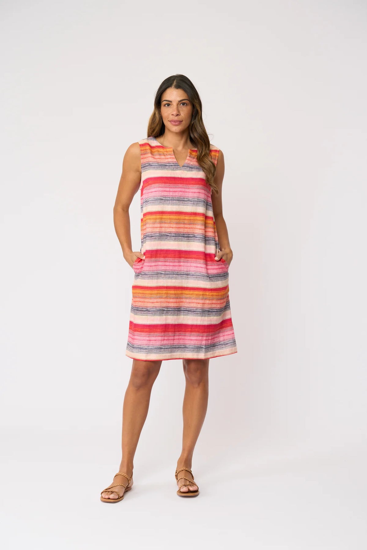 Why Knot Dress in Sunset Stripe FO8653