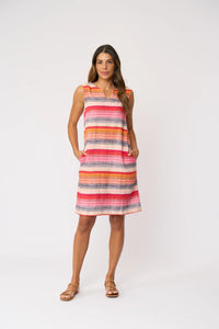 Why Knot Dress in Sunset Stripe FO8653