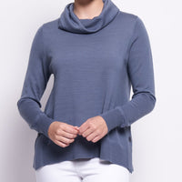 Foil Side By Side Sweater in Airforce