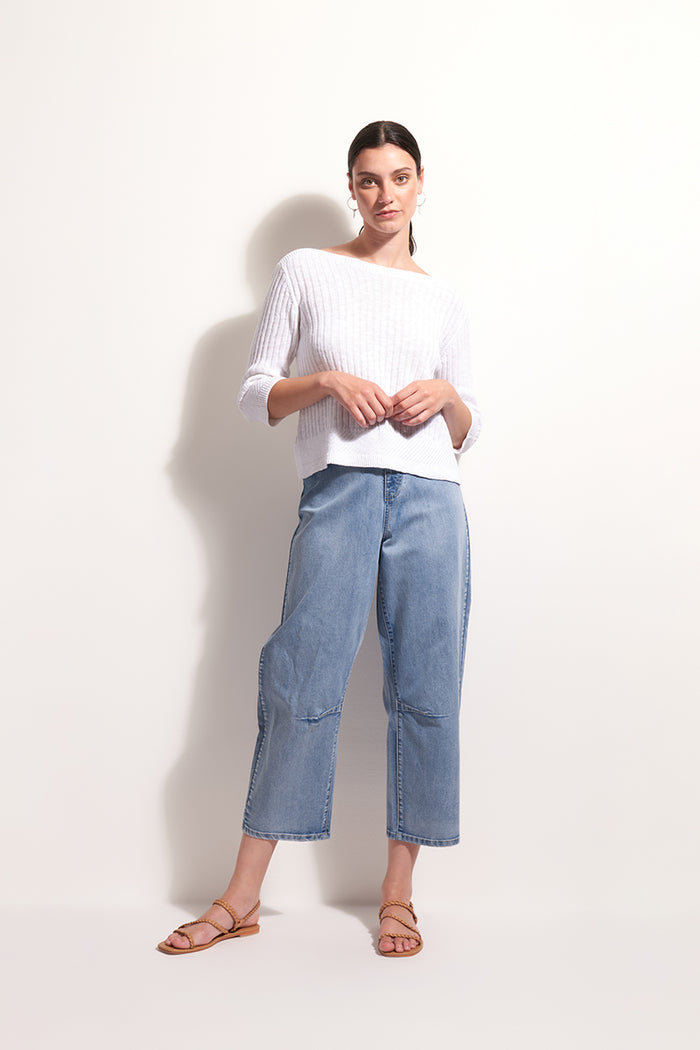 Foil Knitty Gritty Sweater in White 8192