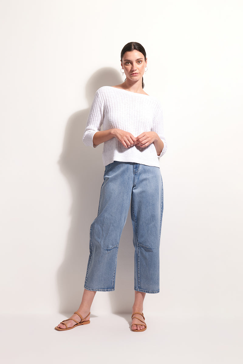 Foil Knitty Gritty Sweater in White 8192