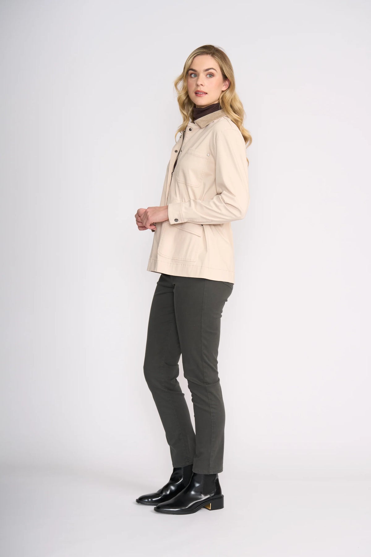 Foil Holey Moley Trouser in Dark Sage 6827