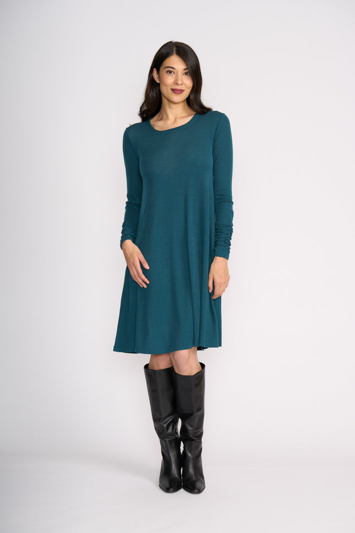Foil Delightful Dress in Midnight Green 8417