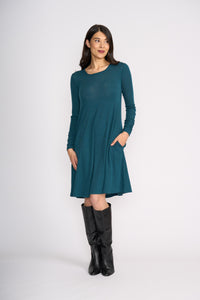 Foil Delightful Dress in Midnight Green 8417