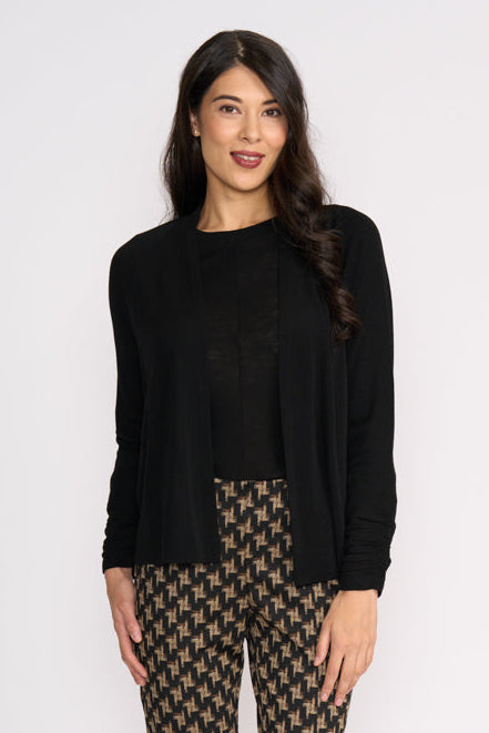 Foil High Tied Cardigan in Black