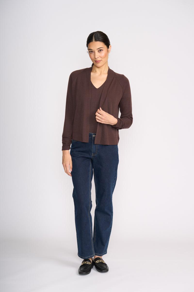 Foil High Tied Cardigan in Ristretto