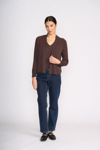 Foil High Tied Cardigan in Ristretto