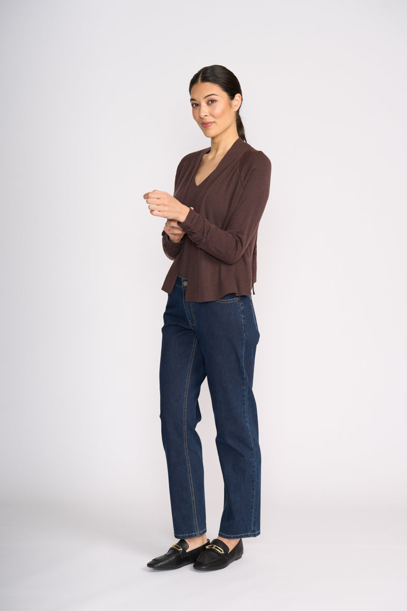Foil High Tied Cardigan in Ristretto