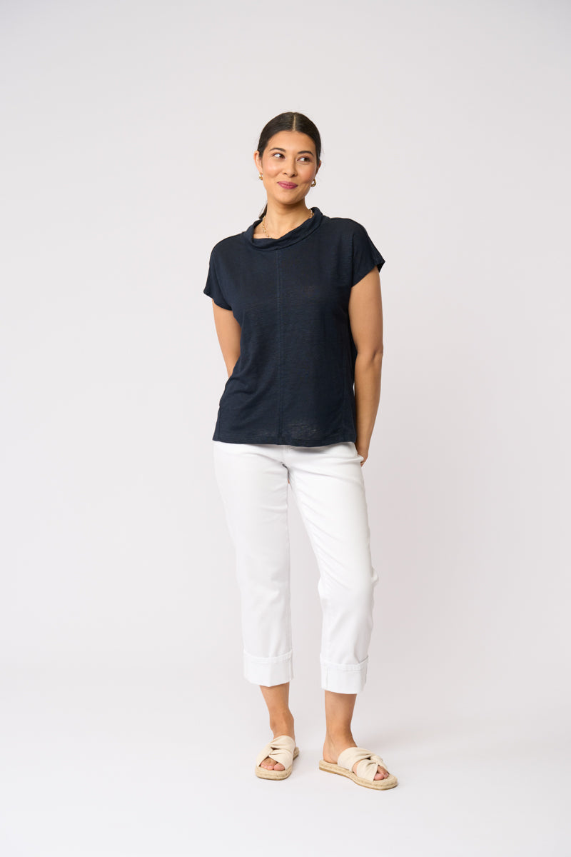 Foil Glow With The Flow Top in True Navy 8628