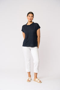 Foil Glow With The Flow Top in True Navy 8628