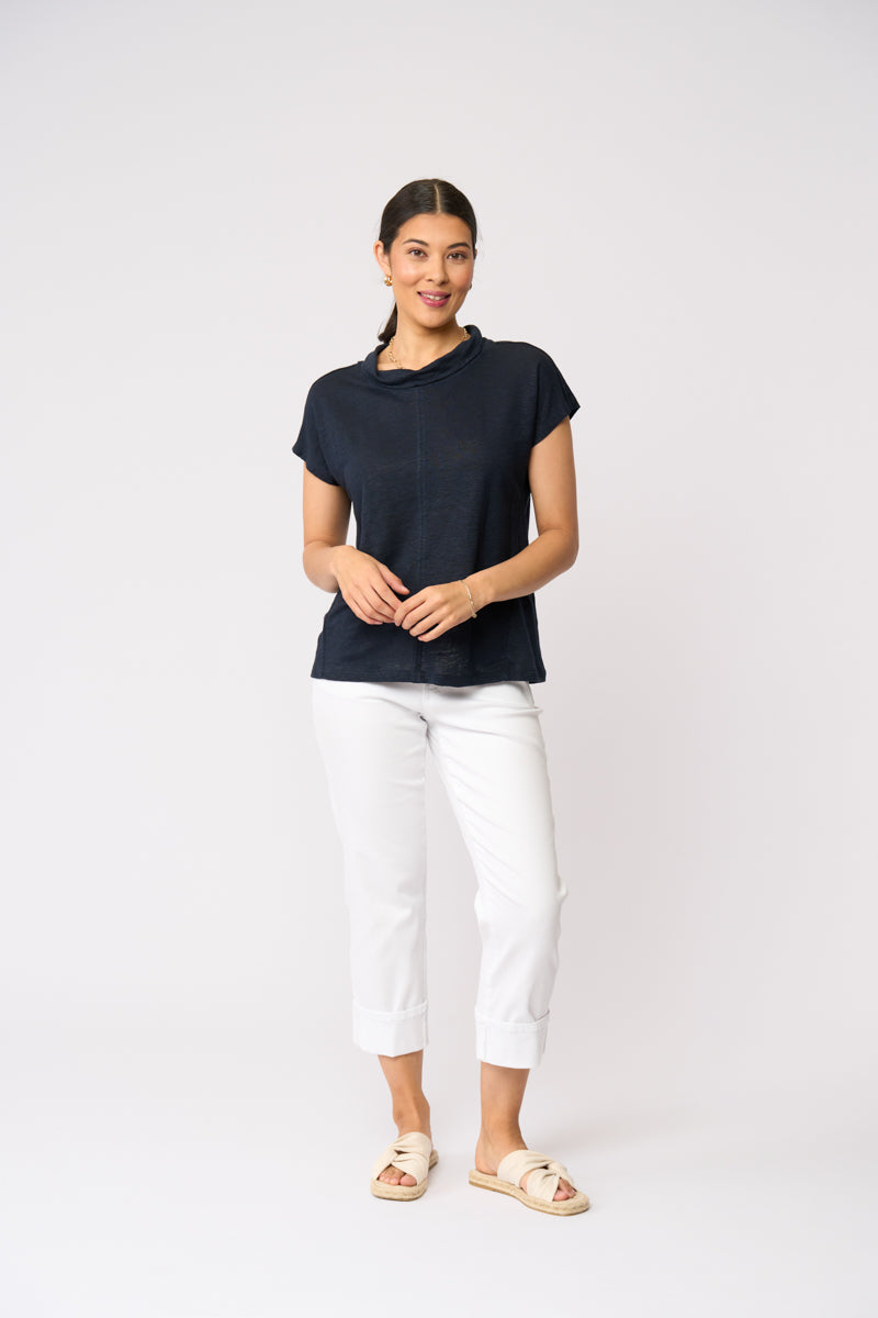 Foil Glow With The Flow Top in True Navy 8628