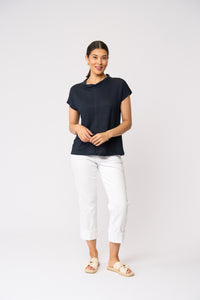 Foil Glow With The Flow Top in True Navy 8628