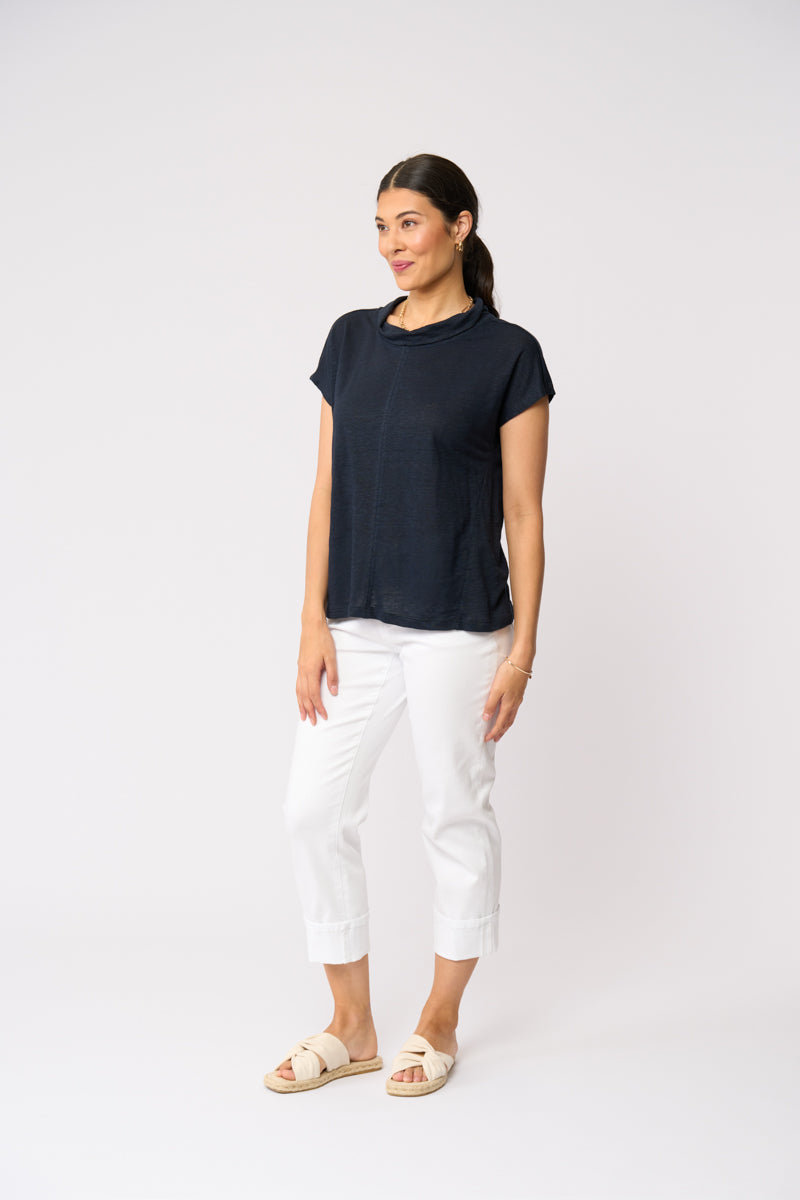 Foil Glow With The Flow Top in True Navy 8628