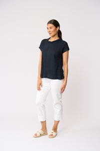 Foil Glow With The Flow Top in True Navy 8628