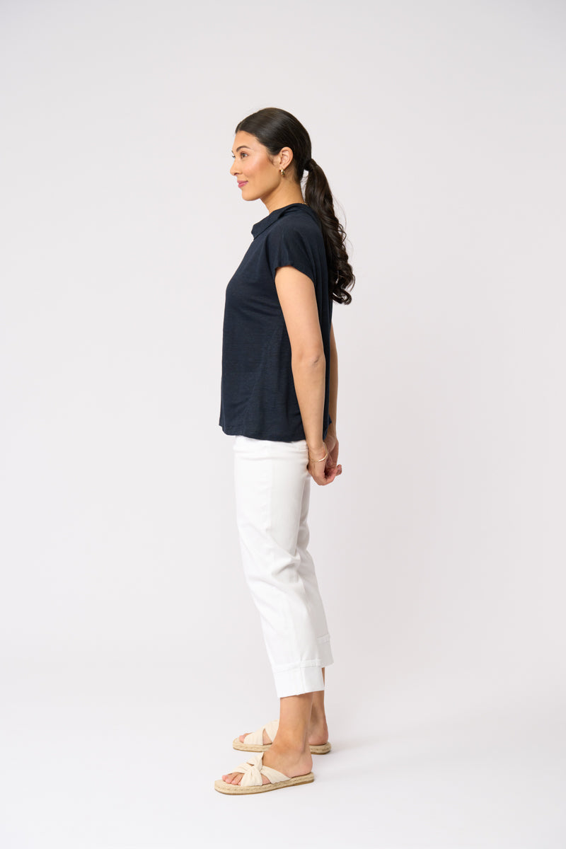 Foil Glow With The Flow Top in True Navy 8628