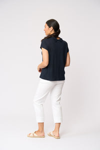 Foil Glow With The Flow Top in True Navy 8628