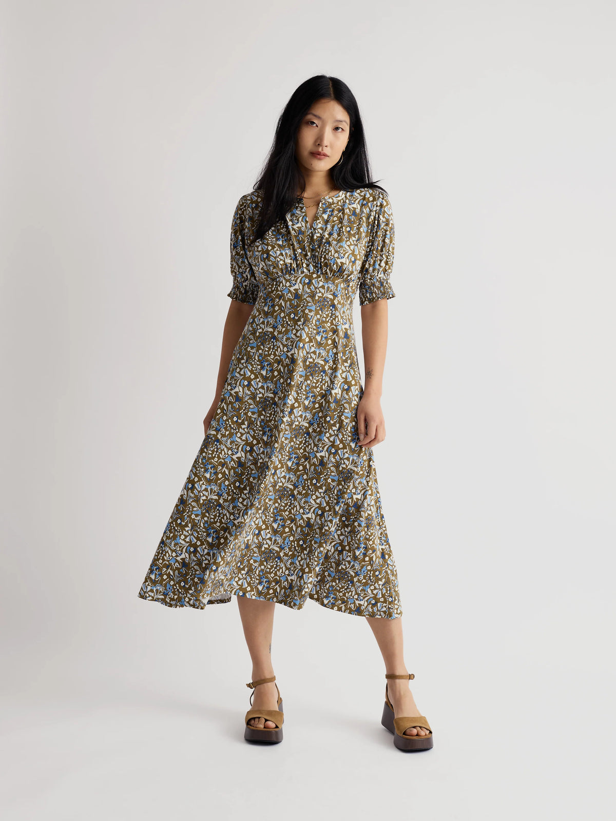 Fenil Dress in Woodland Floral Seagrass