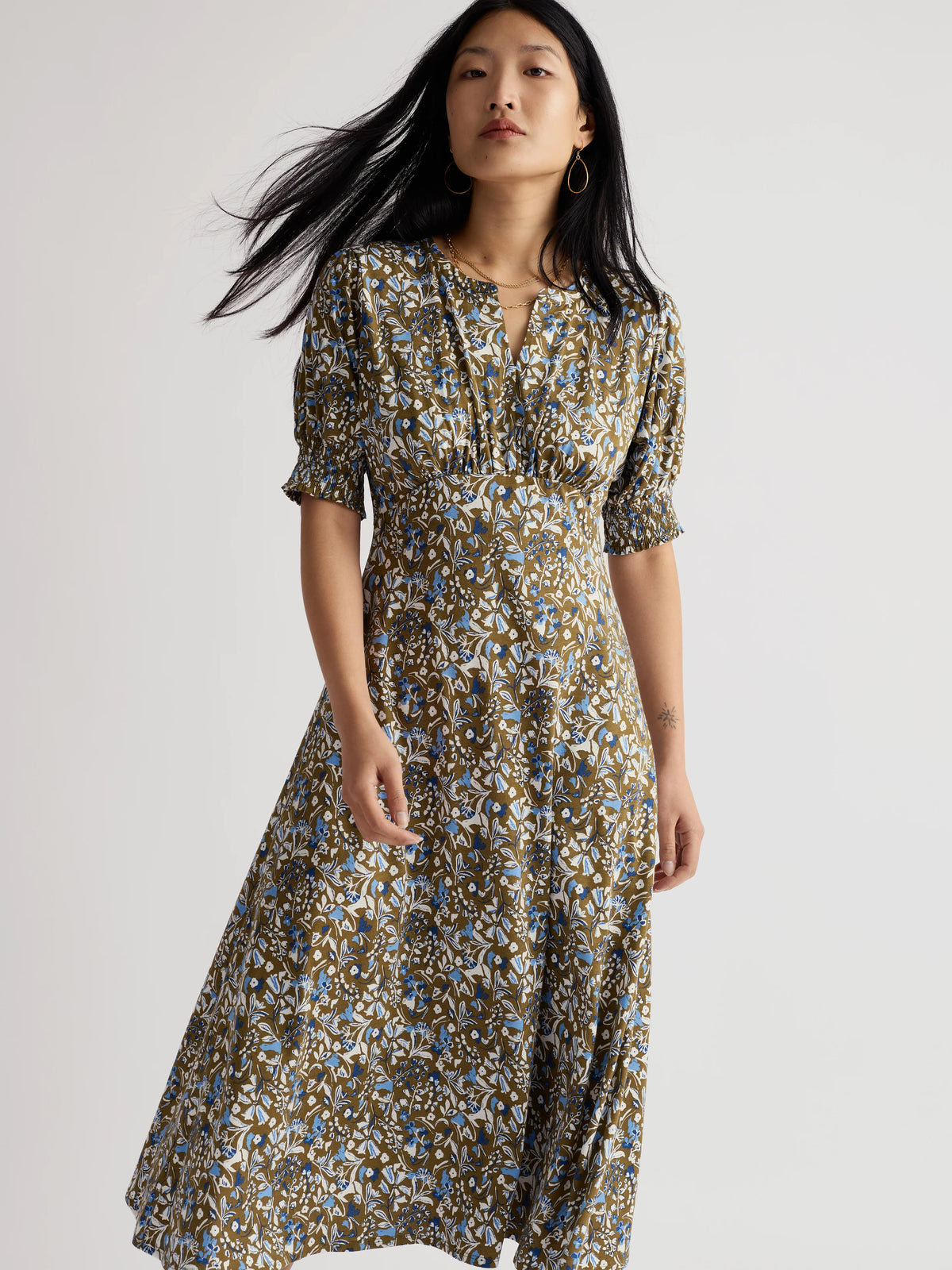 Fenil Dress in Woodland Floral Seagrass