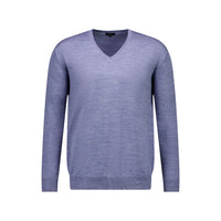 Fields Merino Vee Neck Jumper in Chambray FL880