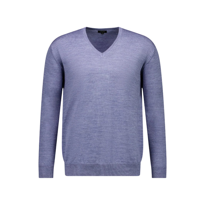 Fields Merino Vee Neck Jumper in Chambray FL880