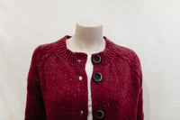 Ladies Fisherman Chunky Over-sized Cardigan in Berry