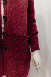 Ladies Fisherman Chunky Over-sized Cardigan in Berry