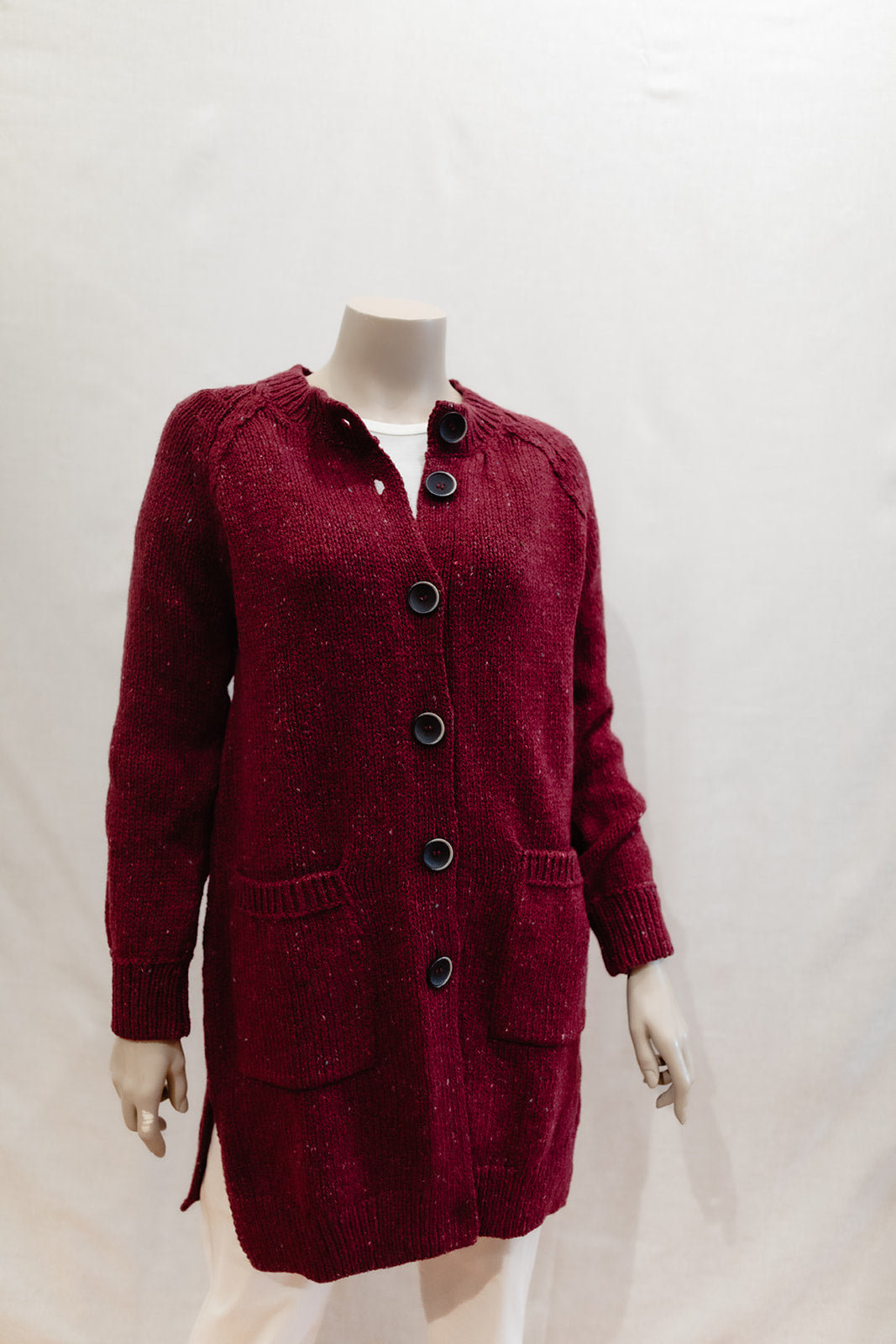 Ladies Fisherman Chunky Over-sized Cardigan in Berry