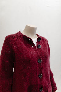 Ladies Fisherman Chunky Over-sized Cardigan in Berry