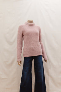 Ladies Fisherman Links Stitch Mock Neck Jumper - Pink