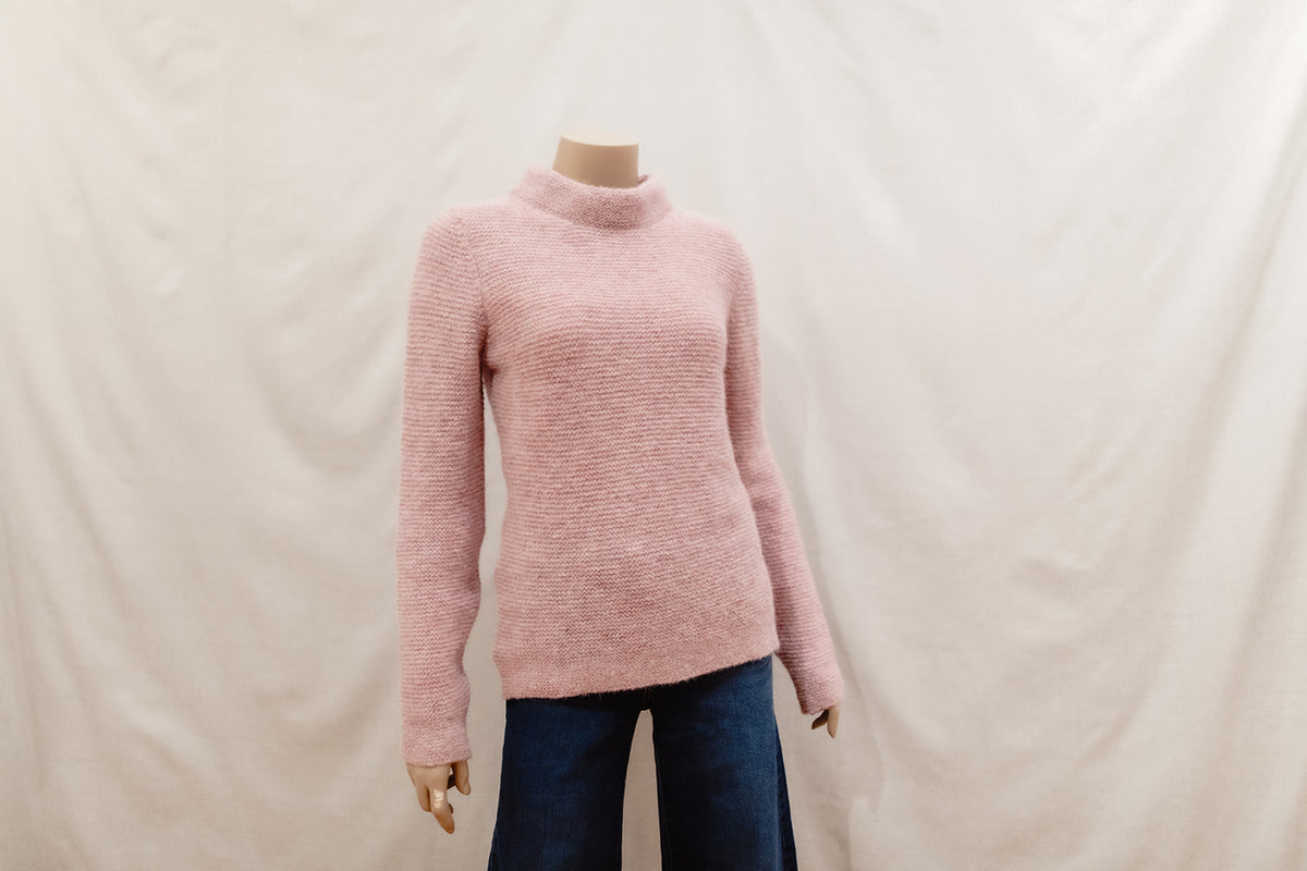 Ladies Fisherman Links Stitch Mock Neck Jumper - Pink