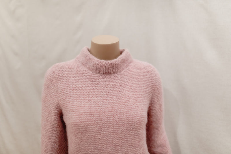 Ladies Fisherman Links Stitch Mock Neck Jumper - Pink