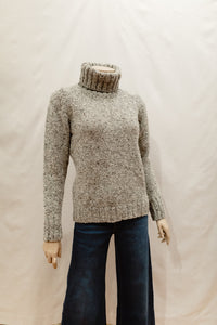 Fisherman out of Ireland Polo Neck Sweater in Porridge