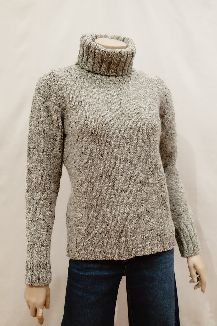 Fisherman out of Ireland Polo Neck Sweater in Porridge