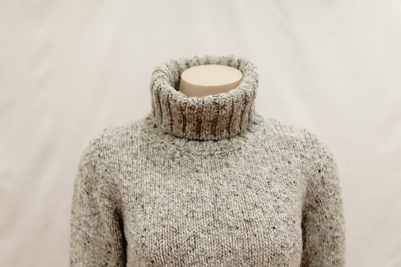 Fisherman out of Ireland Polo Neck Sweater in Porridge