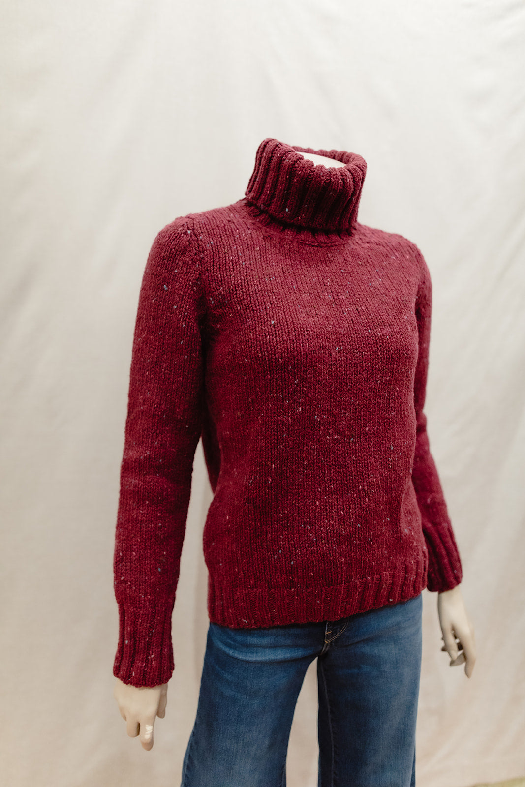 Fisherman out of Ireland Polo Neck Sweater in Berry