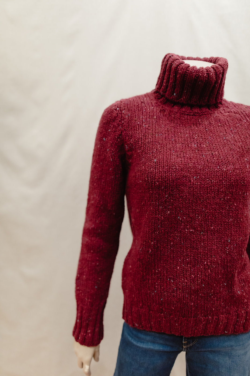 Fisherman out of Ireland Polo Neck Sweater in Berry