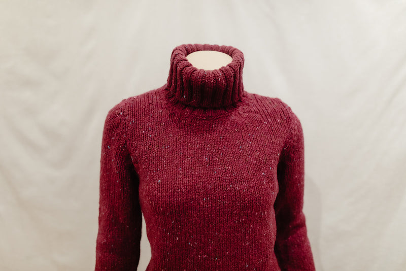 Fisherman out of Ireland Polo Neck Sweater in Berry