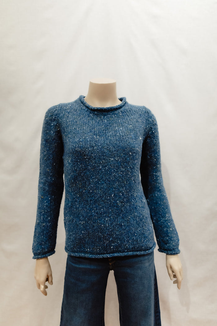 Ladies Fisherman Rolled Edge Jumper in Denim FSY66M