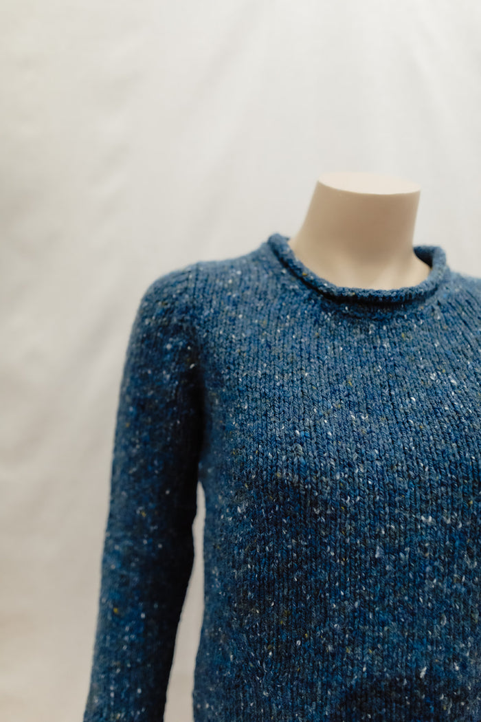 Ladies Fisherman Rolled Edge Jumper in Denim FSY66M