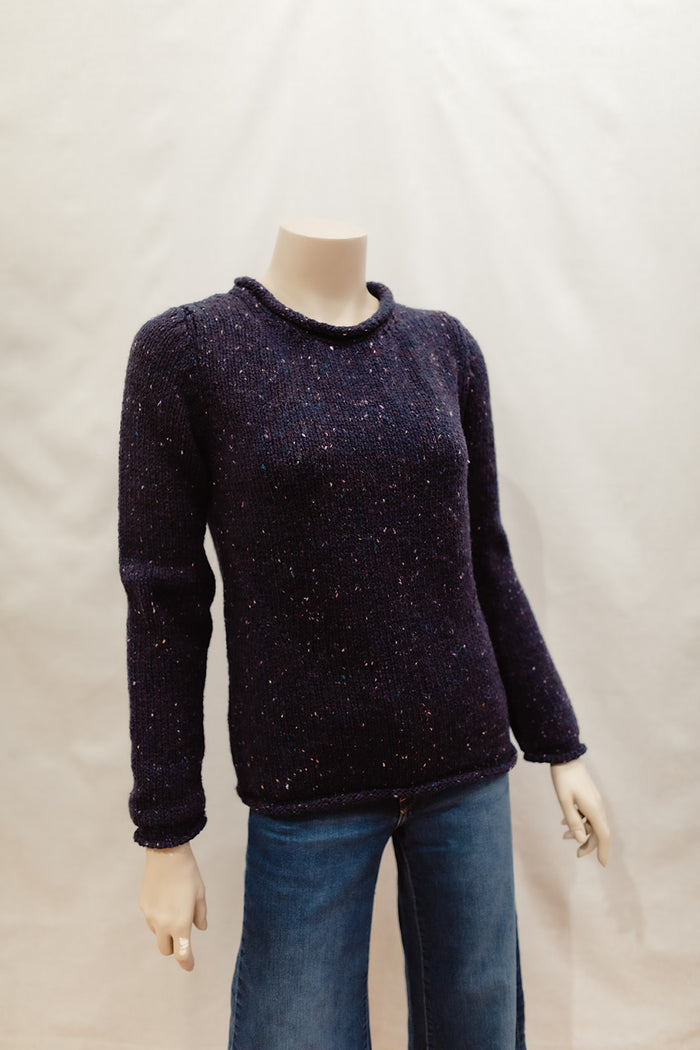 Ladies Fisherman Rolled Edge Jumper in Seabed FSY66M