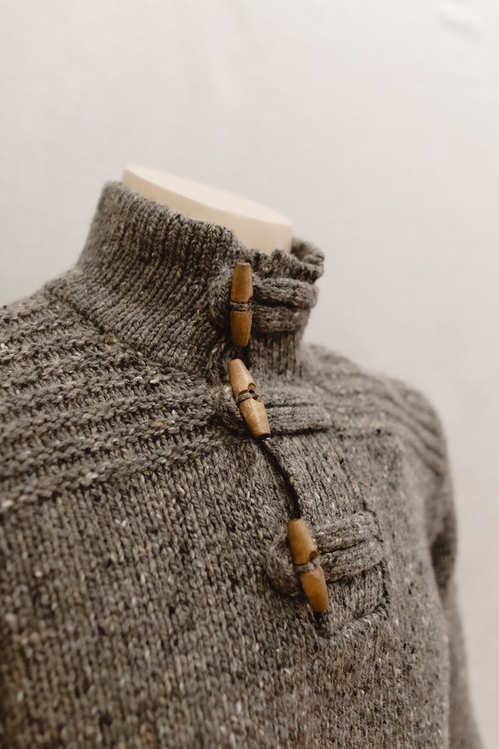 Fisherman Men's Toggle Button Jumper in Rabbit FDZ23M
