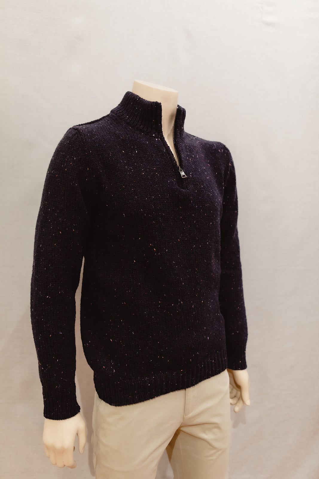 Fisherman's Zip Neck Jumper in Seabed