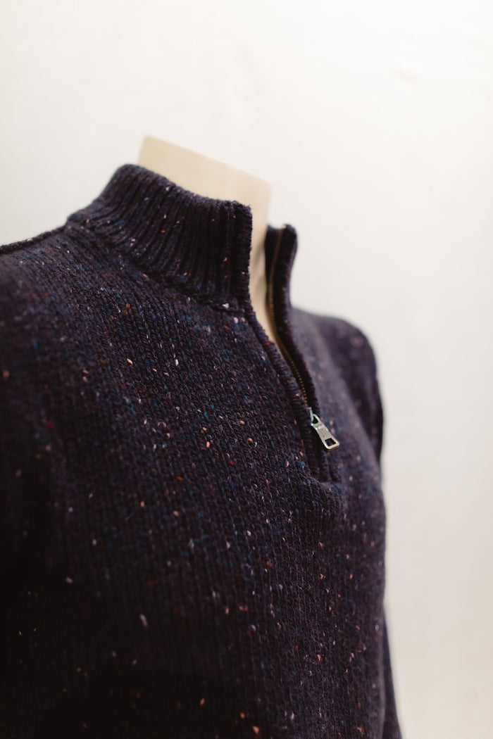 Fisherman's Zip Neck Jumper in Seabed