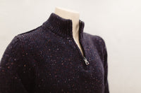 Fisherman's Zip Neck Jumper in Seabed