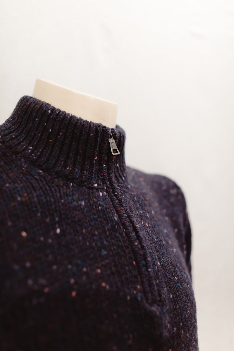 Fisherman's Zip Neck Jumper in Seabed